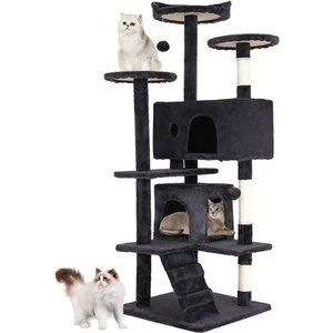 54in Cat Tree Tower for Indoor Cats,Multi-Level Cat Furniture (54in, Dark Gray)